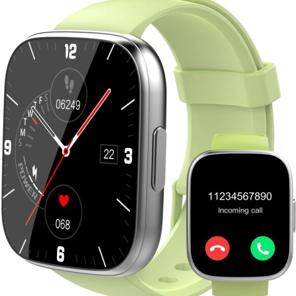 Smart Watch for Men Women(Answer/Make Calls), 1.95" HD Touch Screen Fitness Watch with Sleep Heart Rate Monitor, 110+ Sports Modes, IP68 Waterproof Activity Trackers Compatible with Android iOS, Green