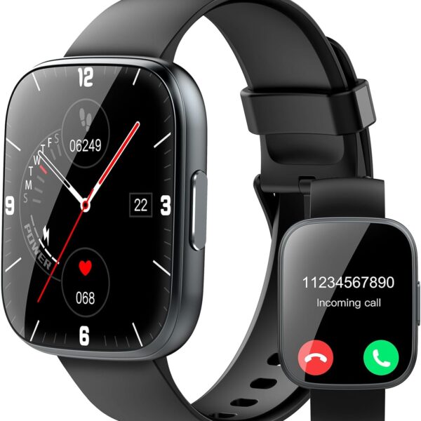 Smart Watch for Men Women Bluetooth Call, 1.95" HD Touch Screen Fitness Watch with Sleep Heart Rate Monitor, 100+ Sports Modes, IP68 Waterproof Activity Trackers for Android iOS, Black