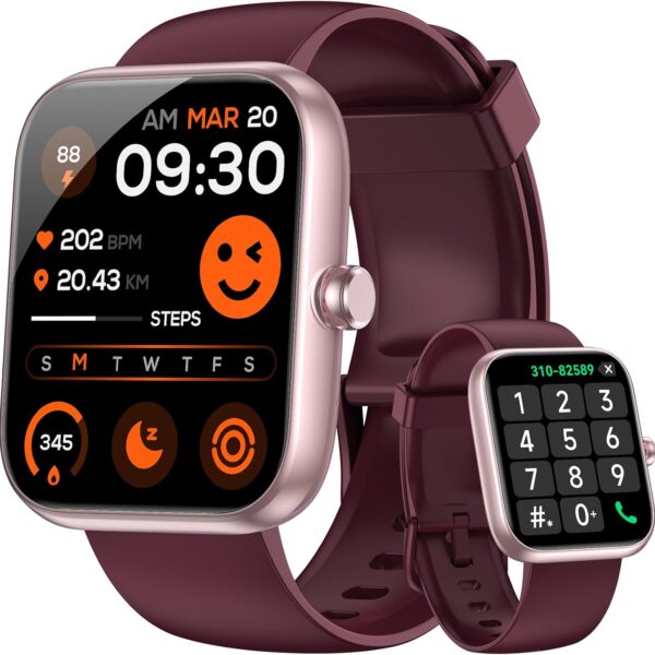 Smart Watch for Men Women, Alexa Built-in Fitness Tracker with Call Function & 1.83" HD Touchscreen, Heart Rate/Sleep Monitor, 100 Sport Modes, IP68 Waterproof, iOS Android Compatible